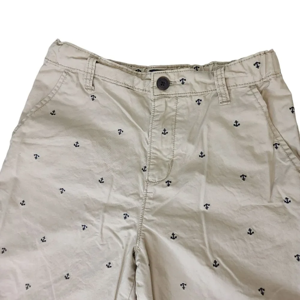 OshKosh B'gosh Boys Adjustable Waistband Embroidered Nautical Beige Shorts 12